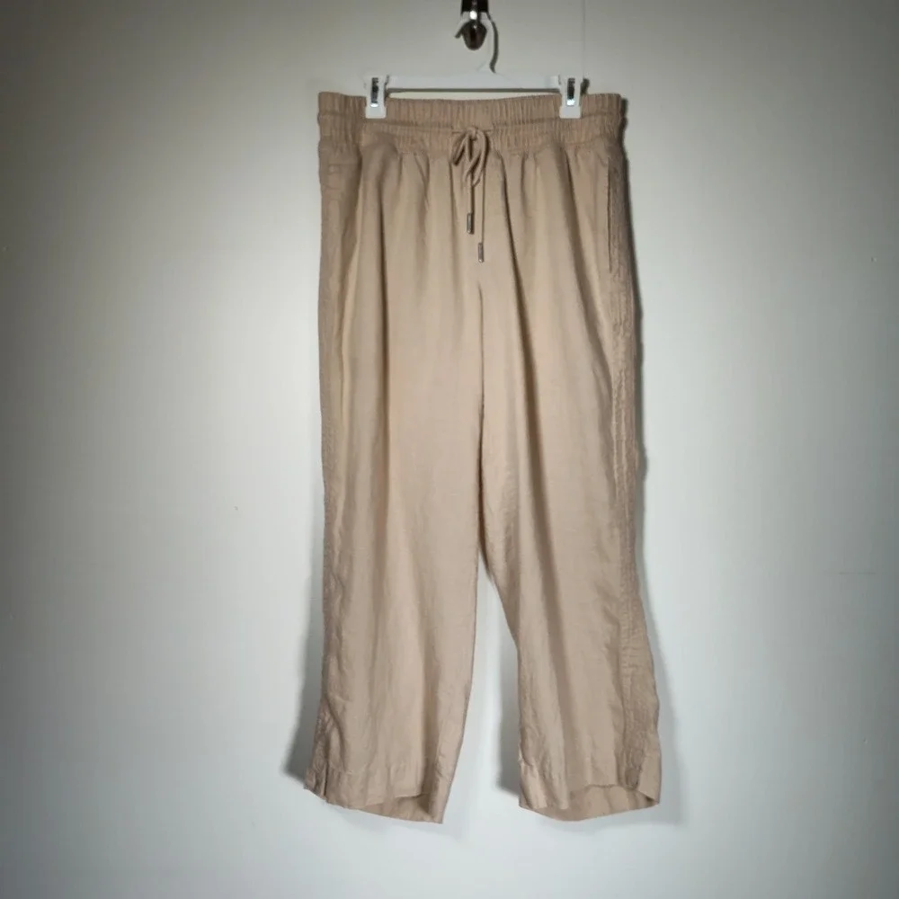 Quince Women 100% European Linen Wide Leg Pants Driftwood Tan Large